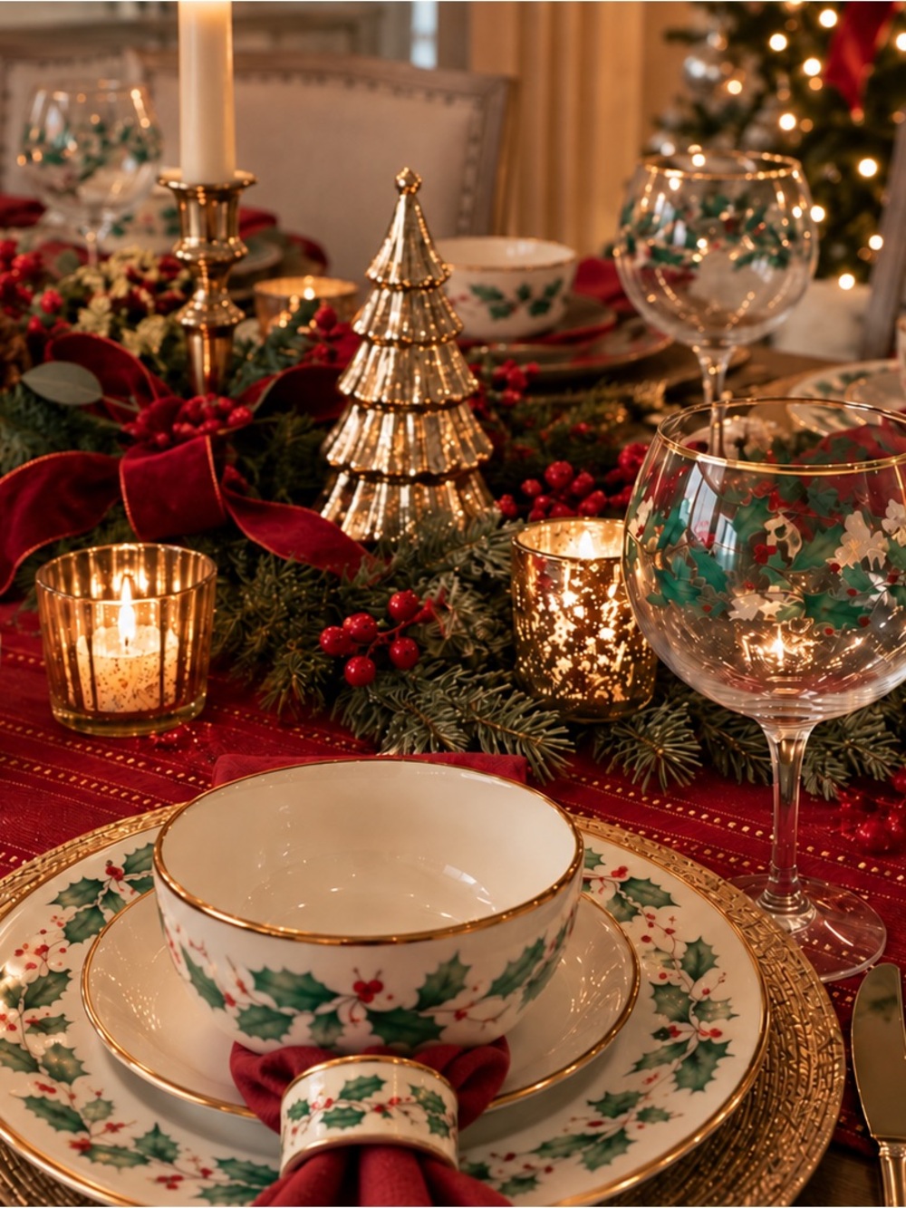 Lenox Holly Wreath Dinner Plate - Green, Red & Gold